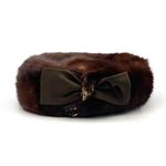 Vintage 1950s Anne’s San Carlos Mink Fur Pillbox Hat Brown Bow Detail Classic Photo 3