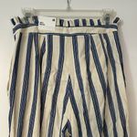 EXPRESS  Cream with Blue Stripe Paperbag Ankle Pants, 4, NWT Photo 5