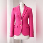 J.Crew  Hot Pink Schoolboy Tweed Blazer Gold Crest Buttons Size 8 NEW $218 Photo 1