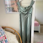 Birdy Grey Mia Shiny Satin Maxi Dress in Sea Glass Size Medium Photo 3