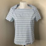 Kate Spade Saturday Let Loose Top Sz M Light Blue White Stripe Blouse Slip Neck Photo 1
