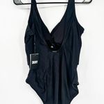 DKNY Black Peek-A-Boo Twist One Piece Swimsuit Size 10 NWT Photo 2
