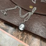 Handmade Vintage Cameo Pendant Necklace Black and White 18" Chain Photo 5