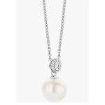 Boutique NEW Pearl Pave Simulated Diamond Necklace White Gold 925 Silver 16-18"‎ Photo 4