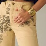 Anthropologie NWT 26T Pilcro Yaya Embroidered Mid-Rise Crop Flare Jeans in Cream Photo 1