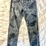 Venus Reversible Strechy Jeans Size S Capri Animal Print and Plant Blue Jeans Photo 0