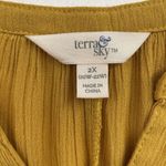 Terra & Sky 2X Peasant Top Crinkle Long Sleeve Woven Apple Juice Yellow Gold Photo 2