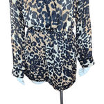 Buddy Love Womens Small Leopard Print V-Neck Long Sleeve Romper Elastic Waist Photo 2