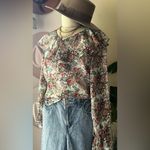 Vintage 90s floral‎ renaissance blouse Women’s SIZE medium cottagecore chic Photo 2