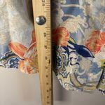 Chico's Womens Top Blue Linen No Iron Floral Button Tunic Classic Boho Coastal XL Photo 7