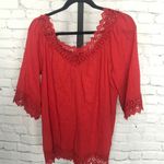 Kut From The Kloth NWT Red Lace V Neck Blouse Photo 2