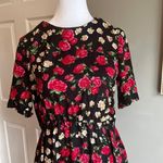 Vintage Cos Cob Black Dress with Red and Cream Floral Pattern Wedding Party Photo 2