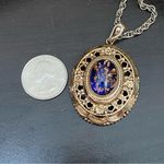 Caravelle Vintage Caravellle Pendant Watch Double Sided Ornate Cabochon 24” Necklace WORKS Photo 7