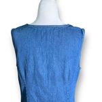 Vintage Denim Sleeveless Jumper Dress Pink Embroidered Floral Design Scoopneck Blue Size M Photo 4