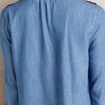 Holding Horses Anthropologie  Chambray Pleated Eyelet Boho Crochet Top Photo 1