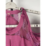 Free People Purple Pink Cold Shoulder Floral Lace Sleeve Gauze Mini Dress Photo 1