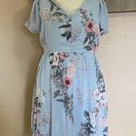 Lulus NWOT  Verona Light Blue Floral Print Off-the-Shoulder Lace Dress Photo 0