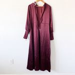 Veiled Long Sleeve Maxi Dress in Burgundy Red Size L Photo 8