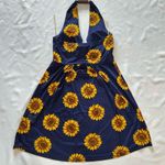 Macy's NWT Navy Blue Sunflower Halter Dress Golden Yellow Floral Spring Summer Cottage Photo 4