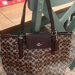 Coach  Brown and Cream Signature Tote Photo 0