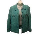 Denim & Company Aqua Leather Suede Jacket M Lined Pockets Full Button Up Fall Size M Photo 4