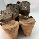 Rockport Cobb Hill Olive Green Leather Perforated Wedge Sandals‎ Size 9.5W Photo 8
