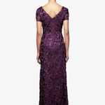 Alex Evenings  Purple Lace Sequins Rosette Flare Party‎ Dress Size 10 Photo 3