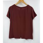 Ann Taylor  Silk Short Sleeve Crew Neck Top Burgundy Women's M Photo 4