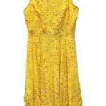 Nanette Lepore NWT Nanette Lepore Womens 10 Dress Midi Yellow Floral Lace Fit & Flare Lined Photo 0