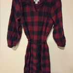 Bass Red and Black Checkered Quarter Length Sleeve Dress Sise Medium Photo 0