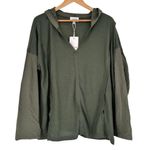 Heyson Olive Waffle Knit Long Sleeve Hoodie Sweater Top size 1X NWT Lightweight Green Photo 0