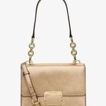 Michael Kors  Cynthia Small Gold Metallic Leather Shoulder Bag Purse Photo 0