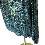 Emporio Armani Vintage Silk Sequin Dress Blue Green Black Asymmetric Size 8 Photo 4
