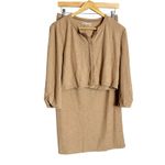 Reformation  Janice Buff Beige 3 Piece Cardigan Sweater Midi Skirt Set Size XL Photo 4
