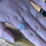 Natural Aquamarine Blue Diamond Sterling Silver Ring Size 9.75 Photo 3