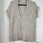 Michael Kors  Grey Cable Knit Womens Short Sleeve Sweater Cardigan L Academia Photo 0
