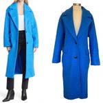 Topshop Royal Blue Textured Longline Coat | Oversized Wool Look Zara Style Jacket Photo 1