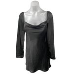Princess Polly  Black Silk Satin Long Sleeve Cowl Neck Mini Slip Dress Size 4 Photo 1