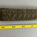 Kelli Kouri Goldtone Metal Plate Stretch Belt Crystal Flower Rhinestone Buckle Tan Photo 9