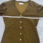 Madewell  Texture & Thread Green Crepe Button Front Dress with Balloon Sleeves M Photo 3