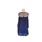Bailey blue Navy Cold Shoulder Chiffon & Crochet Dress With Lace Sz 9 Long Sleev Photo 3