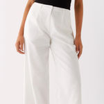 Max Studio  Specialty Linen White Wide Leg High Rise Pant Pocket Beach Flowy Vaca Photo 0