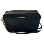 Michael Kors Large Jet Set Crossbody Black Leather Gold Chain Handbag Purse MINT Photo 7