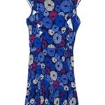 Loft Fireworks Flare V Neck Dress Womens S Rayon Spandex Blue White Stretch Photo 5