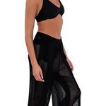 Forever 21 Womens Black Mesh Swim Cover Up Pants Wide Leg Size Medium Photo 0