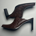 Western Mules Women's Size 8 MIA Brown Leather Leaf Cut Out Slip On Heel Photo 8