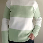 Ralph Lauren Lauren  Petite Striped Knit Sweater Women’s Small Green White Cotton Photo 0