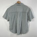 Madewell ‎ Daily Shirt Womens M Green White Stripe Short Sleeve Button Front NWT Photo 2