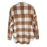 American Eagle  Oversized Plaid Flannel Sz Small Tan Brown Pullover Photo 1