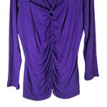 Ashley Stewart Ruched V Neck Long Sleeve Top Womens 14/16 Purple Stretch Dressy Photo 2